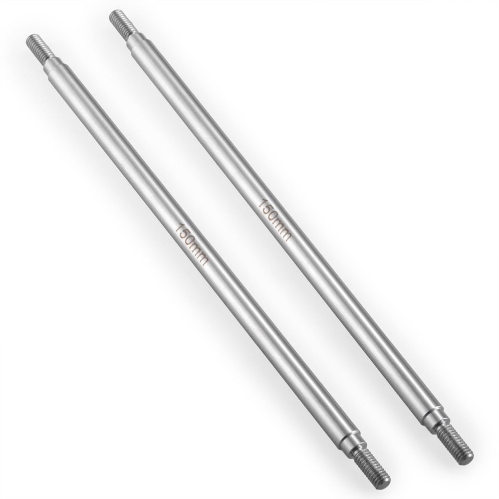 RCHUBAM 2Pcs Stainless Steel RC Links 1 Pair RC Steering Linkage Set M4 x 50mm/55mm/60mm/70mm/75mm~155mm Compatible with 1/10 Scale Axial Wraith SCX10 TRX-4 RC Crawler Car (150mm)
