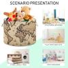Wassud Brown World Map Round Canvas Fabric Storage Baskets with Handles, Storage Bins Stuffed Animal Storage Laundry Basket Toy Storage Basket for Clothes Towel Toys,20 x 14 Inches view 4