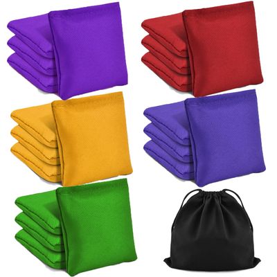 TINDTOP Bean Bags for Tossing(3.9 * 3.9inch, 100g/3.5oz), 20 Pack Cornhole Outdoor Toss Gaming Colorful Canvas Bean Bags Carnival Games Kids Beanbags Throwing Game for Kids Halloween Games