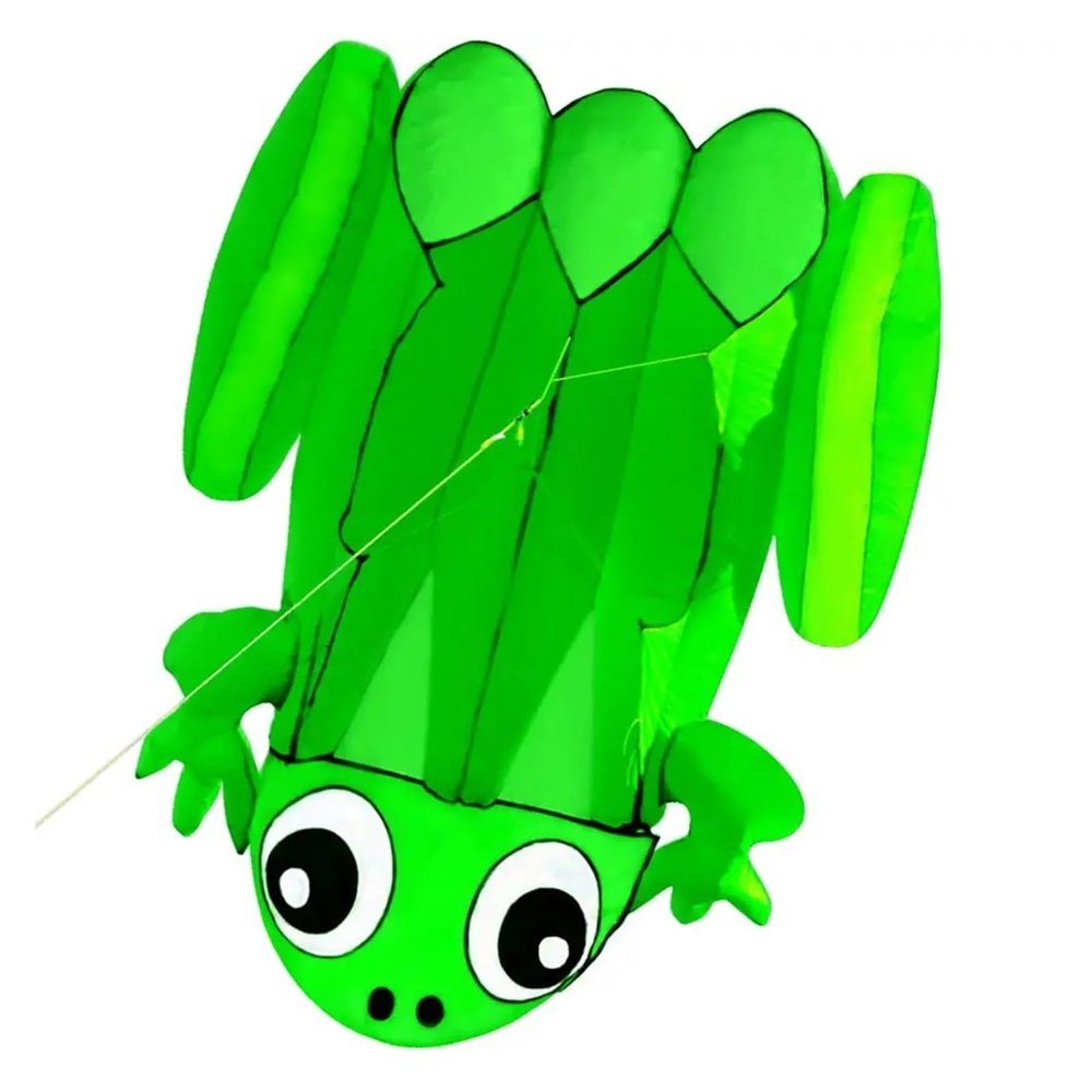 3D Single Line Software Frog Kites, Sports Beach with Kite Handle and String Easy to Fly