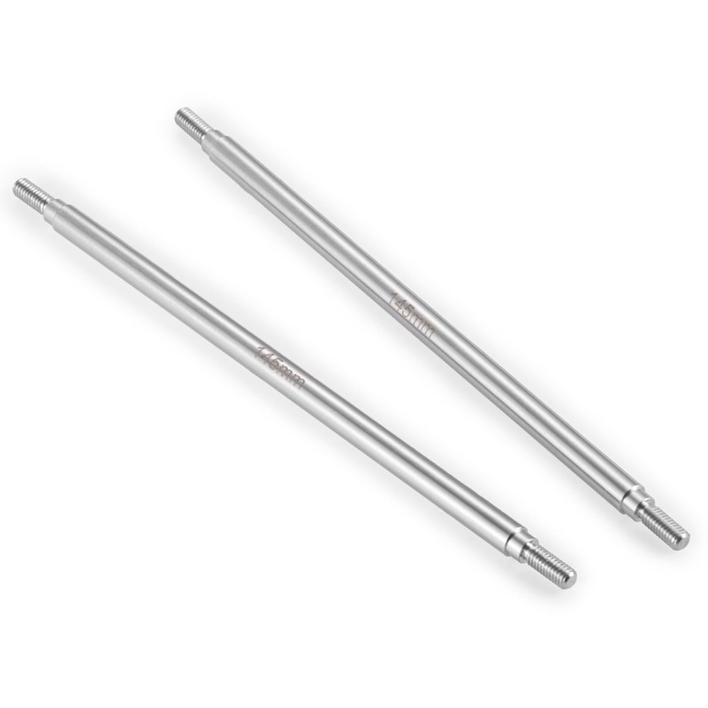 RCHUBAM 2Pcs Stainless Steel RC Links 1 Pair RC Steering Linkage Set M4 x 50mm/55mm/60mm/70mm/75mm~155mm Compatible with 1/10 Scale Axial Wraith SCX10 TRX-4 RC Crawler Car (145mm)
