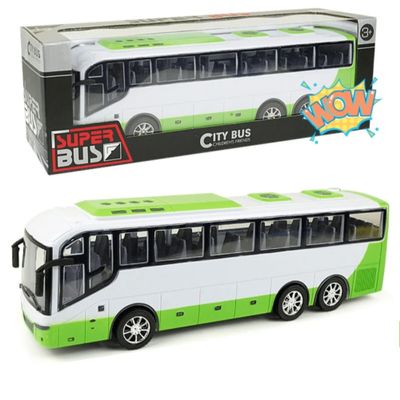 12.5'' School Bus Toys Car Model for Kids, 1:16 Scale City Bus for Toddlers, DieCast Inertia Pull Back Play Buses Vehicle for Boys Girls, Birthday Party Gift for Childrens (Green)