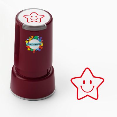 Self-Inking Star Stamp for Teachers, Hand Stamps for Events and Classroom, Teacher Stamps for School, Greeting Cards, and Scrapbooks (0.79inch, Smiley Five-Pointed Star)
