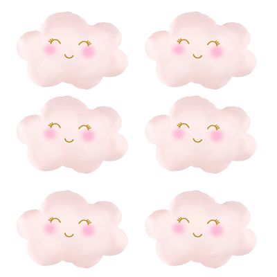 6 PCS Pink Cloud Balloons Cloud Shaped Foil Balloons for Birthday Party Decorations Supplies