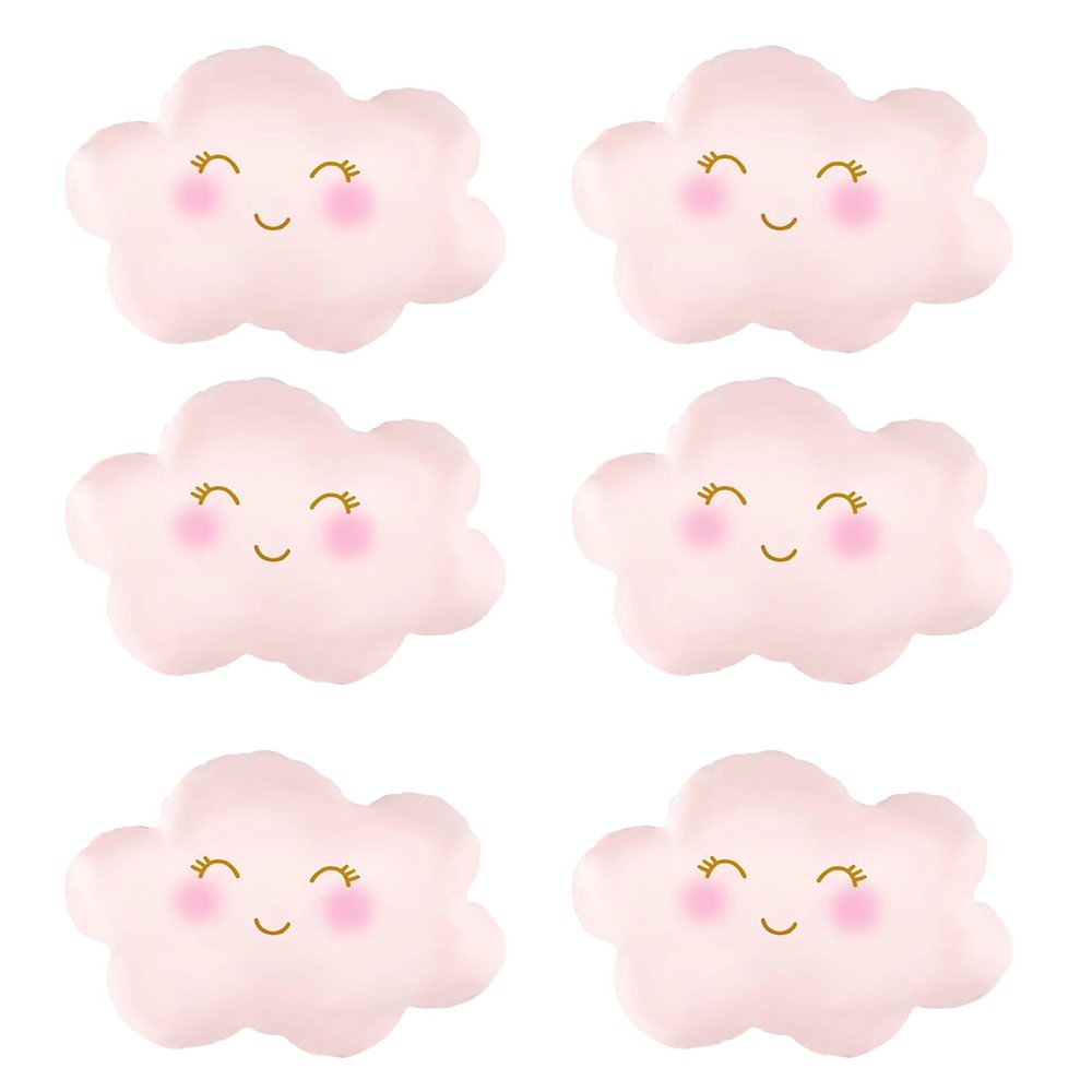 6 PCS Pink Cloud Balloons Cloud Shaped Foil Balloons for Birthday Party Decorations Supplies