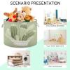 Wassud Cactus in Pot Round Canvas Fabric Storage Baskets with Handles, Storage Bins Stuffed Animal Storage Laundry Basket for Clothes Towel blankets,20 x 14 Inches view 4