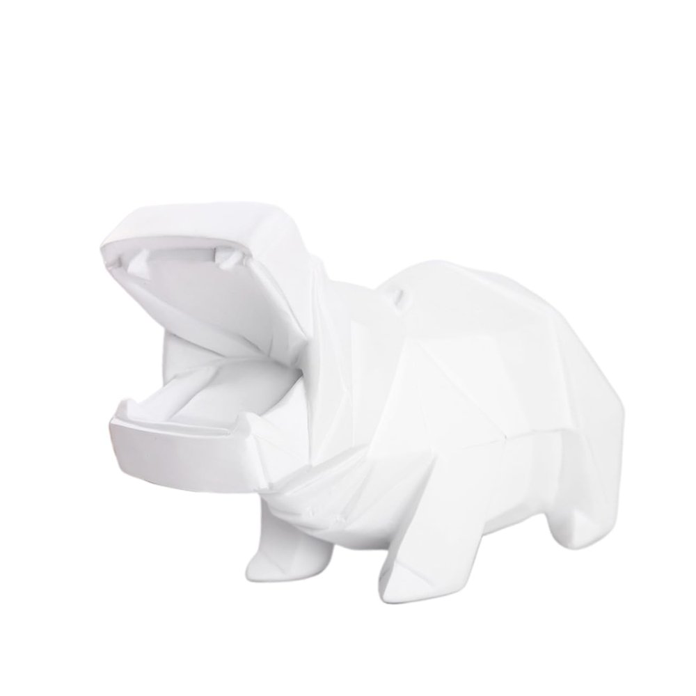 Abaodam Hippo Shaped Piggy Bank for Creative Desktop Money Box Cute Household Adornment White Encourages Saving Safe Material for Home Decoration