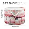 Wassud Flamingos in Flower Round Canvas Fabric Storage Baskets with Handles, Storage Bins Stuffed Animal Storage Laundry Basket for Clothes Towel blankets,20 x 14 Inches view 2