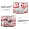 Wassud Flamingos in Flower Round Canvas Fabric Storage Baskets with Handles, Storage Bins Stuffed Animal Storage Laundry Basket for Clothes Towel blankets,20 x 14 Inches view 3