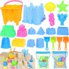 KUBUSFLY Beach Toys for Toddlers, Sand Castle Toys with 2 Sand Bucket, 2 Mesh Bag, 4 Shovels & Molds, Travel Sand Toys for Beach Sandbox Toys for Toddlers Kids Baby Boys Girls Age 3-10 view 1