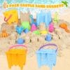 KUBUSFLY Beach Toys for Toddlers, Sand Castle Toys with 2 Sand Bucket, 2 Mesh Bag, 4 Shovels & Molds, Travel Sand Toys for Beach Sandbox Toys for Toddlers Kids Baby Boys Girls Age 3-10 view 2