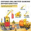 Coodoo Kids Games Magnetic Tiles Road Set with Extendable Magnetic Crane, City Construction Building Toys for Toddlers STEM Preschool Ages 4-6 5-7, Gifts for 3+ Year Old Boys Girls Kids Toys with Car view 2