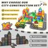 Coodoo Kids Games Magnetic Tiles Road Set with Extendable Magnetic Crane, City Construction Building Toys for Toddlers STEM Preschool Ages 4-6 5-7, Gifts for 3+ Year Old Boys Girls Kids Toys with Car view 3