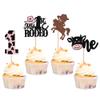 Rsstarxi 24 Pack Cowboy & Cowgirl 1st Birthday Cupcake Toppers - Western Party Cake Decorations view 1