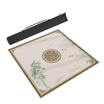 Square Mahjong Table Mat with Rubber Backing, Anti Slip Noise Reducing Poker Card Game Table Cover, Black Storage Bag (Color : 2, Size : 31.5x31.5in/80x80cm)