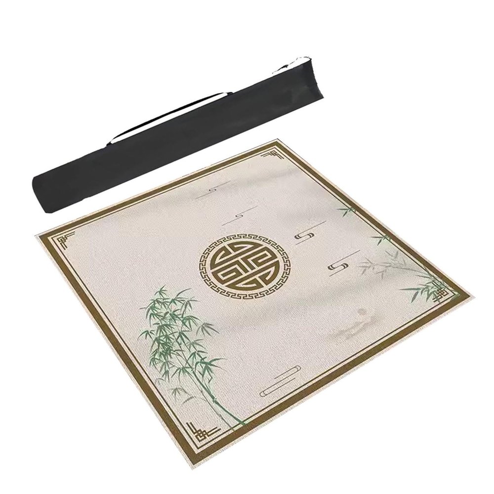 Square Mahjong Table Mat with Rubber Backing, Anti Slip Noise Reducing Poker Card Game Table Cover, Black Storage Bag (Color : 2, Size : 31.5x31.5in/80x80cm)