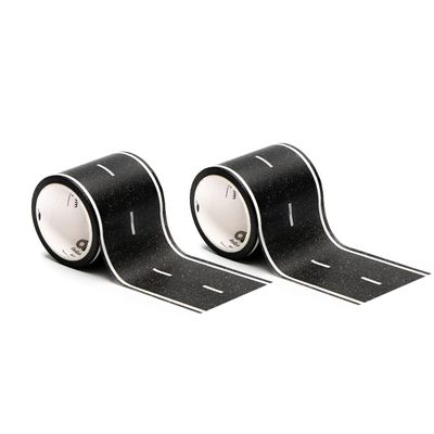 PlayTape Road Tape for Toy Cars - Sticks to Flat Surfaces, No Residue; 2-Pack of 30 ft. x 2 in. Asphalt Road