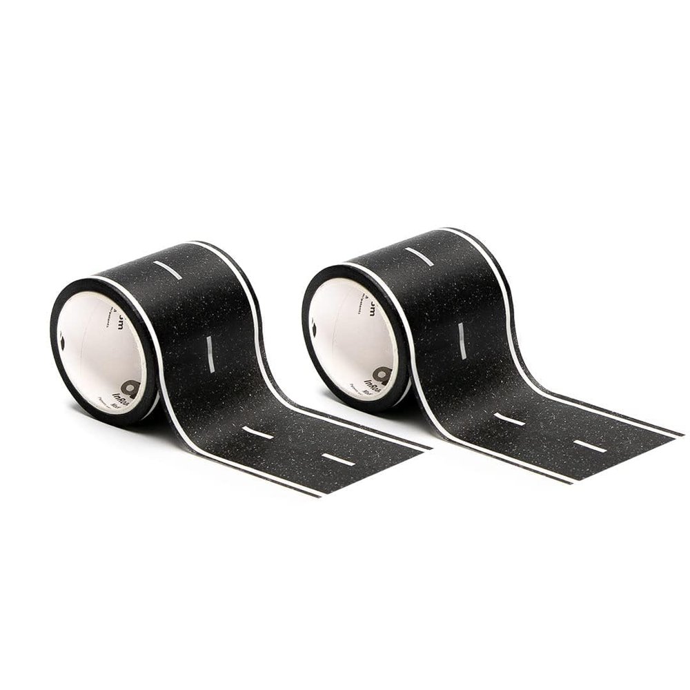 PlayTape Road Tape for Toy Cars - Sticks to Flat Surfaces, No Residue; 2-Pack of 30 ft. x 2 in. Asphalt Road
