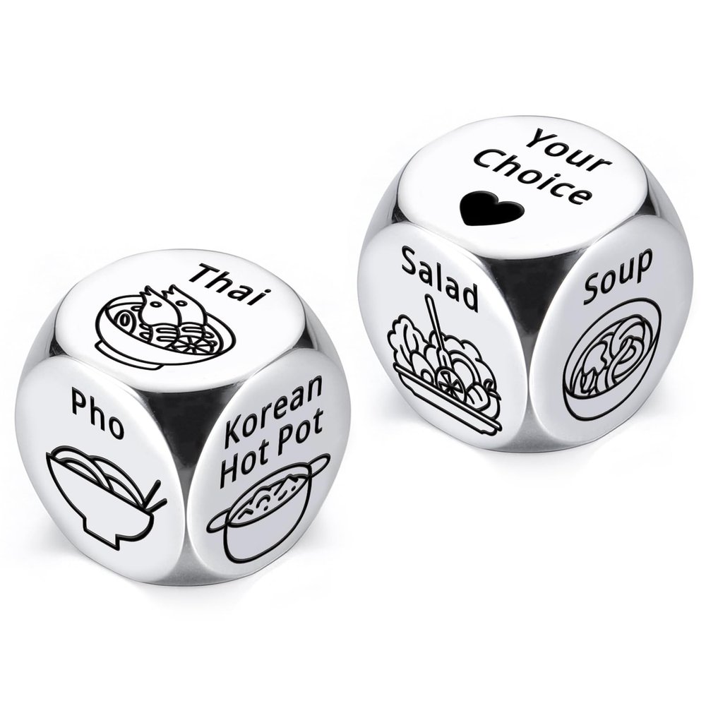 Couple Steel Gifts for Women Men, Anniversary Tin Gift for Him Her, Mens Basket Stuffers, Food Decision Dice Gifts for Couples Wife Husband White Elephant Santa Exchange Dice