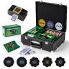 GYMAX Poker Chips Set, 300 PCS Texas Hold 'em Casino Chip Set w/Carrying Case, 6 Decks of Cards, 5 Dices & 3 Dealer Buttons, Poker Felt, Card Shuffler, Card Shoe, for Blackjack Gambling view 1