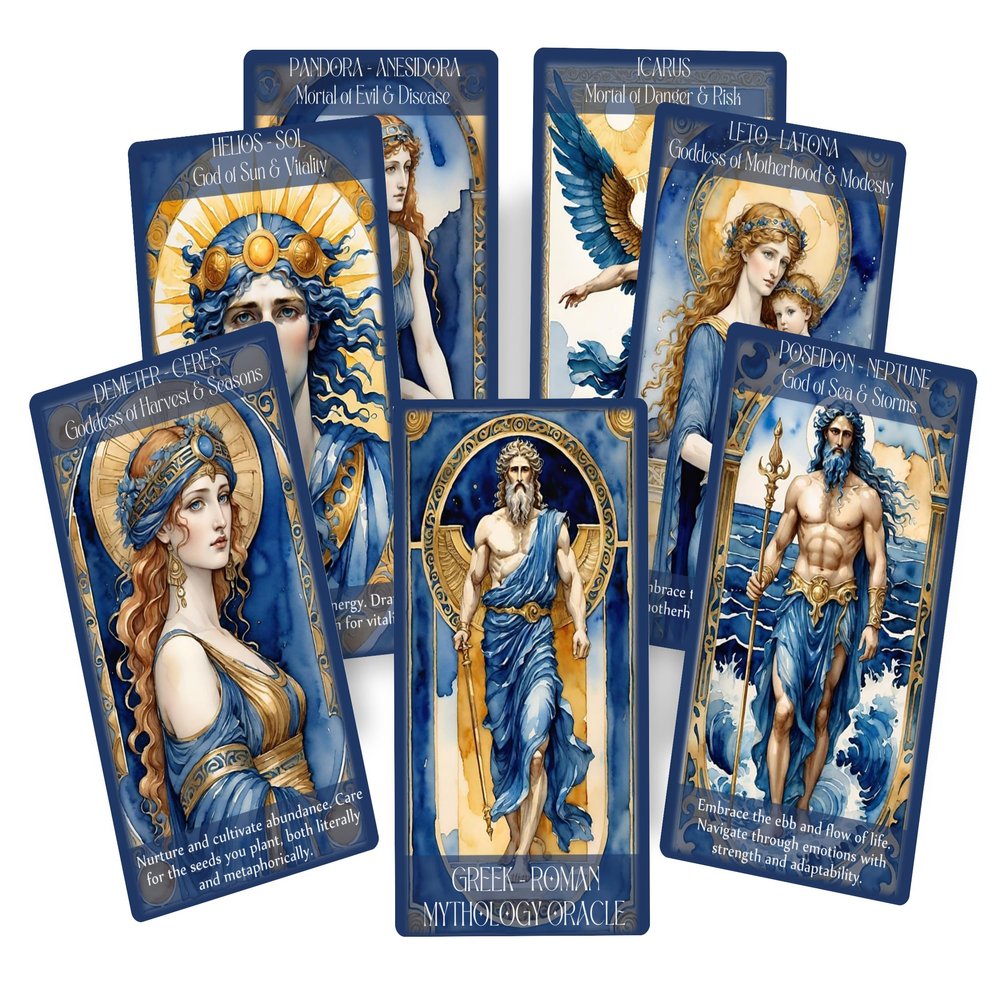 Greek - Roman Mythology Oracle Cards. Greek Gods and Goddesses Oracle. 80 Cards Deck. Daily Affirmation Cards. Fortune Telling Oracle