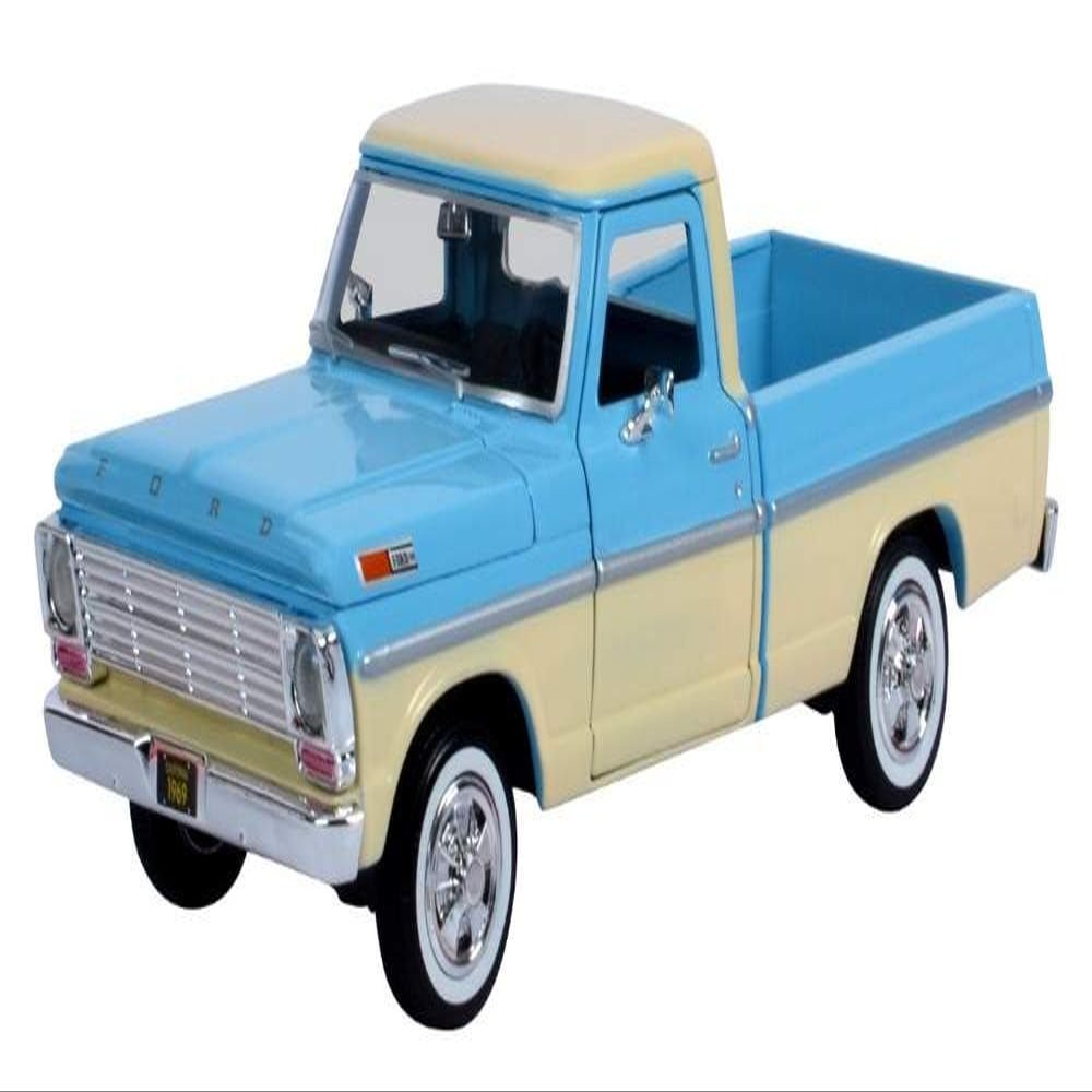 1969 F-100 Pickup Truck Light Blue and Cream Timeless Legends Series 1/24 Diecast Model Car by Motormax 79315LTBL