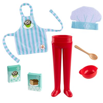 The Elf on the Shelf MagiFreez Christmas Chef Set for Your Scout Elf - Includes Magical Standing Pants, elf- Sized Chefs hat and Apron, Bowl and Spoon and Flour and Sugar Boxes.