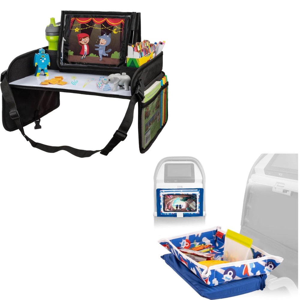 Lusso Gear Kids Travel Tray - Black and Kids Tray Table Cover - Airplanes