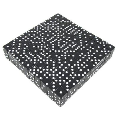 Black Opaque Dice with White Pips D6 12mm (1/2in) Bulk Pack of 200 Koplow Games