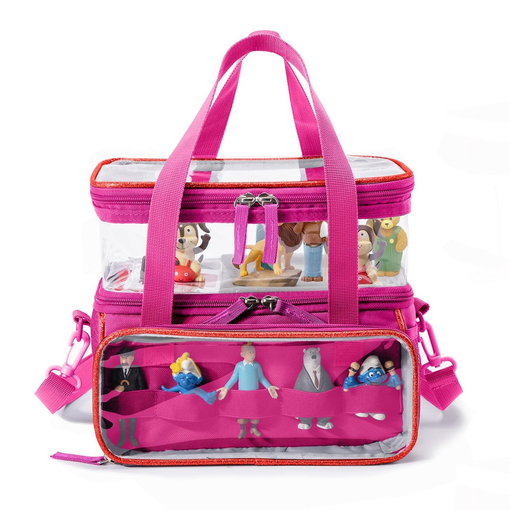 SFYBYHEART Double-Layer Carrying Case with Magnetic Bottom for Tonie Figures and Toniesbox 2 & 1 Starter Set, Travel Bag Organizer Storage for Tonies Characters, Toni Carry bag