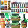 Chivertion 195 Pcs Camping Party Favors Gifts Canvas Gift Bag Magnifier Notebook Pencil Sharpener silicone Bracelets Mini Compass Flashlight Keychains Stickers Camping Tag For Adventure Birthday view 1