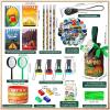 Chivertion 195 Pcs Camping Party Favors Gifts Canvas Gift Bag Magnifier Notebook Pencil Sharpener silicone Bracelets Mini Compass Flashlight Keychains Stickers Camping Tag For Adventure Birthday view 2