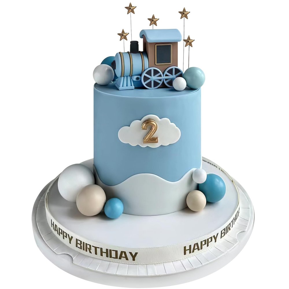 18PCS Train Cake Toppers Balls Cake Decorations with Star Cake Toppers for Boy Girl Baby Shower Train Theme Birthday Party Decorations (Blue)