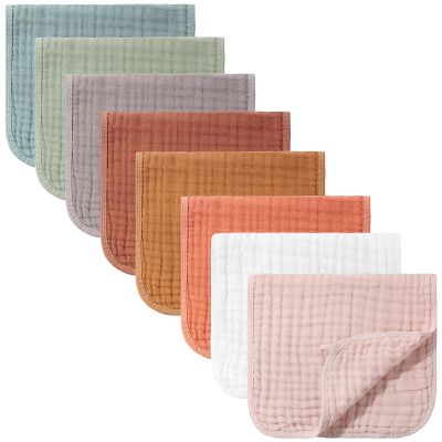 8 Packs Muslin Burp Cloths Large 20" x 10", 6 Layers Unisex Baby Absorbent 100% Cotton Burp Rags Colorful Muslin Washcloths for Baby Plain Soft Cotton Cloth for Babies Girls Boys(Classic Colors)