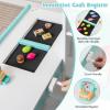 INFANS Kids Grocery Store Playset, Wooden Pretend Play Supermarket with LED Lights Manual Conveyor Belt Play Food Accessories Blackboard Cash Register, Market Stand Toy for Toddler Boys Girls view 3