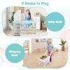 INFANS Kids Grocery Store Playset, Wooden Pretend Play Supermarket with LED Lights Manual Conveyor Belt Play Food Accessories Blackboard Cash Register, Market Stand Toy for Toddler Boys Girls view 4