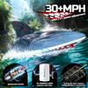 DEERC Fast Brushless RC Boat for Adults, 30+MPH 3S High Speed Remote Control Boat, Self-righting 2.4Ghz Speed Shark with LED Lights, Summer Toy Gift for Kids view 2