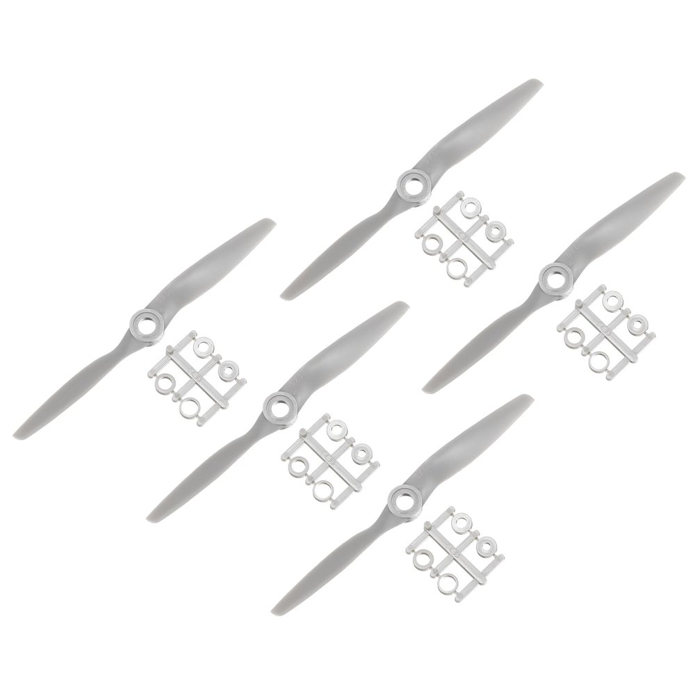 MECCANIXITY 5Pcs 8x4 Inch Propeller RC Propellers 2-Vane Blades Props Gray with Adapter Rings for RC Airplane Aircraft Prop Replacement