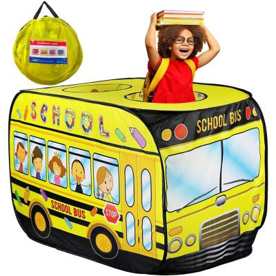 Pop Up Tent for Kids:School Bus Tent,Kids Pop Up Tent Indoor|Outdoor,Pop Up Play Tent for Kids,Without Installation,Suitable for 2-3 Children&for Ages 3+,School Bus Toy for Boys and Girls