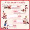 HYES Upgraded 5 in 1 Baby Walker and Activity Center for Baby Girl, Learning to Walk, Sit to Stand, Early Learning Push Toys for Infant 12 Months, Walking Toys Gift for Toddler Girls, Red view 2