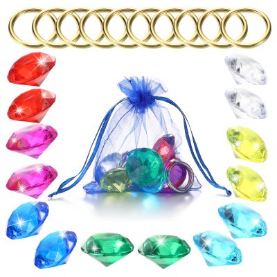 ZCYSRLQIN 25 Pcs Gold Round Set Acrylic Diamond Gemstone Jewelry Alloy Halloween Party Hunting Cake Ornament Gift Bag Blue Hedgehog Power