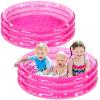 2 Pack Inflatable Kiddie Pool for Kids 47 Inch Round 3 Rings Plastic Blow up Pool with Silver Glitter Cushioned Bottom Small Toddler for Backyard Garden,Pink view 1