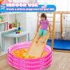 2 Pack Inflatable Kiddie Pool for Kids 47 Inch Round 3 Rings Plastic Blow up Pool with Silver Glitter Cushioned Bottom Small Toddler for Backyard Garden,Pink view 4