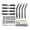 8Pcs High Clearance Chassis Suspension Links and Steering Links Set Aluminum Alloy Suspension Rod Links Set for FMS 1/24 FCX24 Crawler Car(Black) view 1