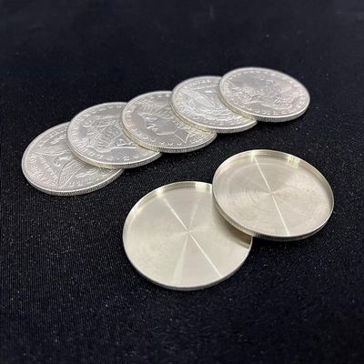 blue-ther Cupronickel Morgan Dollar Shell and Coin Set (5 Coins +1 Head Shell +1 Tail Shell) Magic Tricks Close up Gimmick Props for Professional Magicians