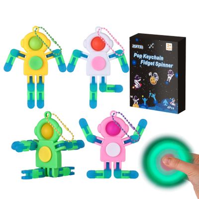 4Pcs Robot Pop Transformable Fidget Spinners - deformable Fidget Spinner Bulk,Fidget Spinner Keychain,Easter Stocking Stuffers Party Favors Gifts,Sensory Fidget Toys for Autism ADHD Stress Relief