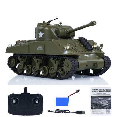 wheelfun Henglong 1/30 RC Battle Tank Sherman M4A3 3841-01 2.4G Remote Control Tanks 320Rotating Turret Infrared Combat