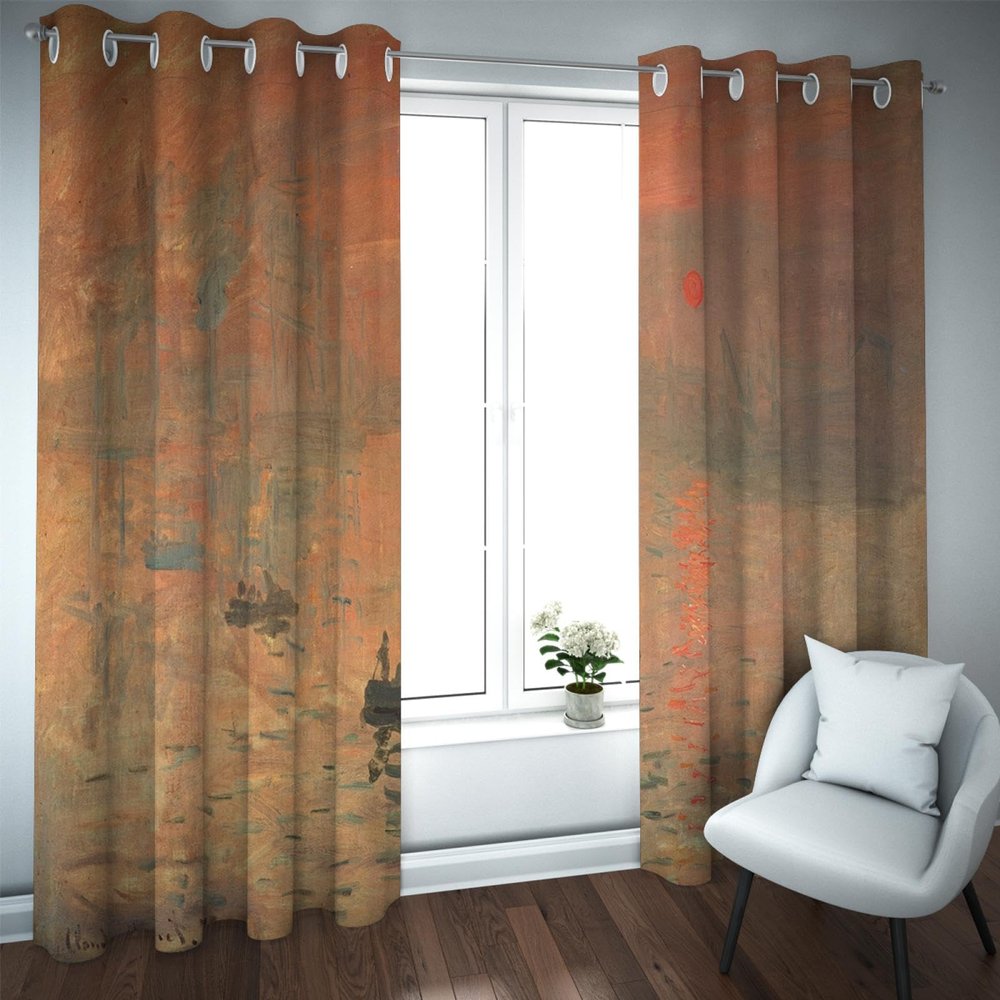 HOBBOY Boats Window Drapes Seascape Blackout Curtain for Living Room Bedroom Energy Saving Curtains 2 Panels The Impression, Sunrise by Claude Monet 2X W38xL63in
