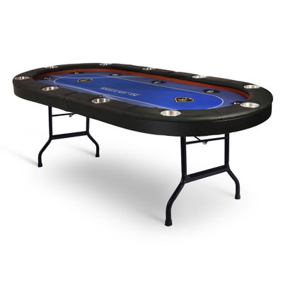 COLOR TREE 10 Player Foldable Poker Table, 84" Premium Texas Blackjack Holdem Poker Table with Cup Holders, Folding Casino Leisure Poker Tables with Padded Rails, Stylish Blue