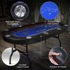 COLOR TREE 10 Player Foldable Poker Table, 84" Premium Texas Blackjack Holdem Poker Table with Cup Holders, Folding Casino Leisure Poker Tables with Padded Rails, Stylish Blue view 2